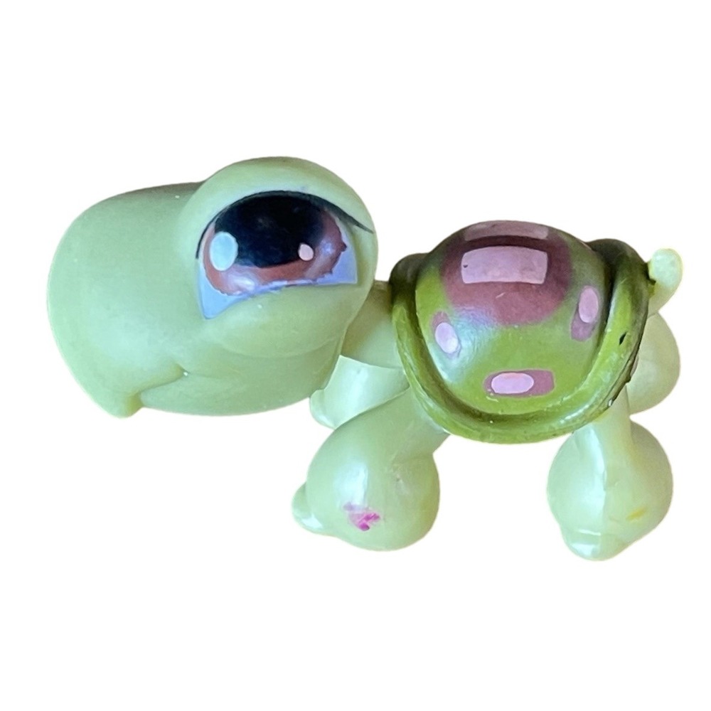 Vintage Littlest Pet Shop Turtle‎ #8 brown eye reptile Authentic LPS HASBRO 2004